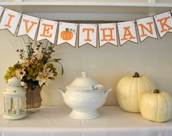 PDF: GIVE THANKS Bunting, Give Thanks Banner, Thanksgiving Home Decor, Thankgiving Crafts, Place Cards, Craft Kit - Instant Download