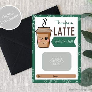 PDF: Coffee Gift Card Holder Thank You Card Thank You Coffee Gift Hostess Gift Instant Download image 1
