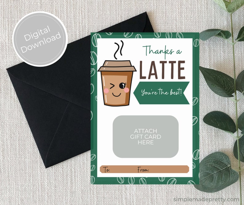 PDF: Coffee Gift Card Holder Thank You Card Thank You Coffee Gift Hostess Gift Instant Download image 1