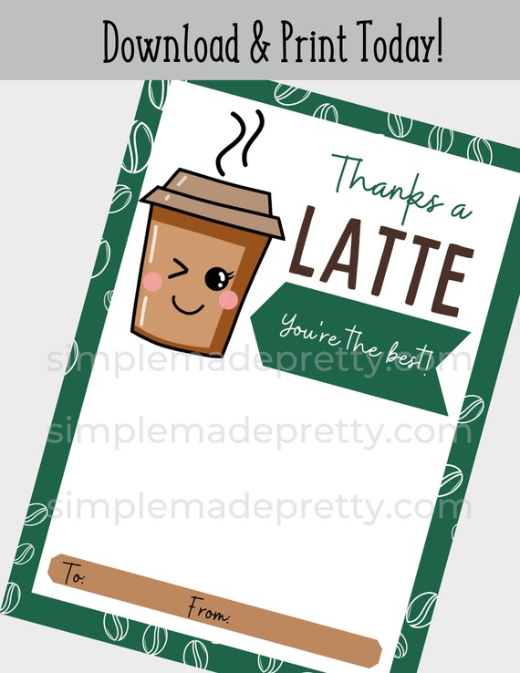 PDF: Coffee Gift Card Holder Thank You Card (Download Now) 