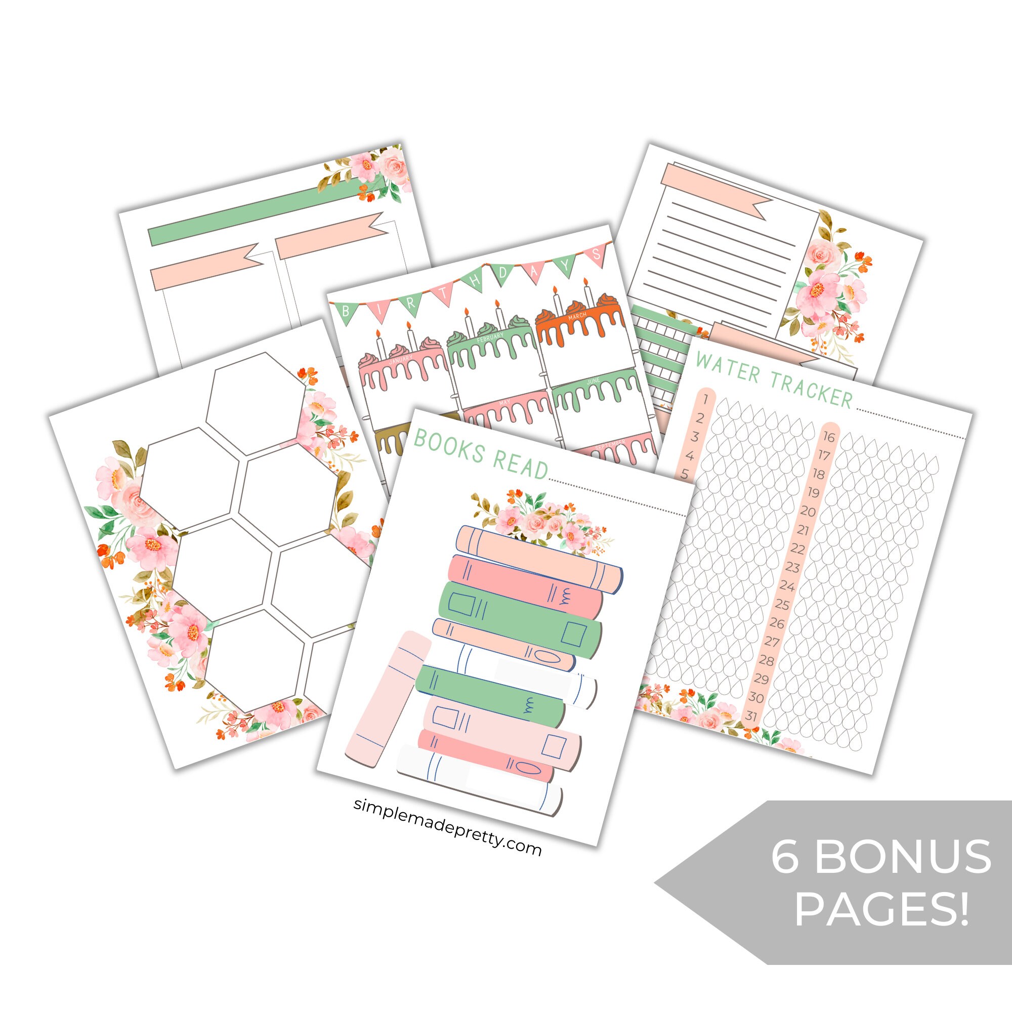 Floral Printable Day Planner – 37 Page Pretty Journal (digital Download ...