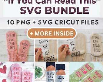 Digital Download: {10 Total Images}"If You Can Read This" Socks Bundle with 10 images - SVG, DXF, EPS, & Png - Cut File -Cricut - Silhouette
