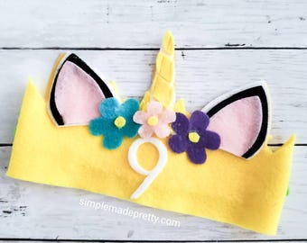 Corona de cumpleaños de unicornio SVG - Archivo de corte de corona de fieltro DIY (Cricut/Silhouette)