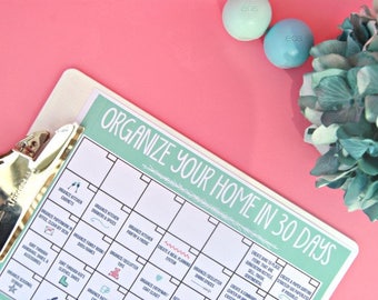 PDF: Organize Your Home in 30 Days Calendar, Organize Your Home, Declutter, Simplify Your Home, Organizing Guide - INSTANT DOWNLOAD