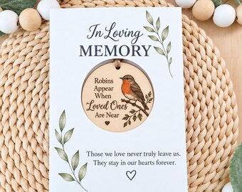 Robin Memorial Ornament, Robins Appear When Loved Ones Are Near, Sympathy Gift, Personalized Remembrance Keepsake