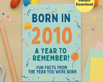 Tarjeta de cumpleaños imprimible de 2010: recuerdo de un hito adolescente (descarga instantánea)