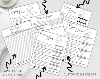 Editable Open House Sign-In Sheets, Real Estate Printable, Real Estate Marketing, Open House Sign-In Cards, Open House - PDF