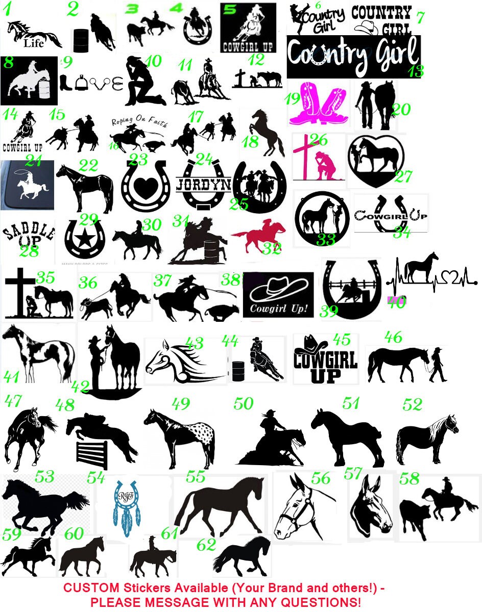 Various Vinyl Horse Decals Die Cut Sticker Stickers
