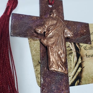 Christ Risen Calvary Cross with Authentic Stone From Golgotha Jerusalem