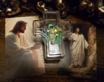 Life of Jesus Reliquary Prayer Stone with crushed Stones from Tomb of Jesus, Nativity cave, Cenacle Last Supper, Church of the Ascension