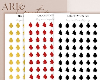 Mini 48 Raindrop Planner Stickers| Period Tracker Planner Stickers Stickers | Erin Condren | Boju Sticker | ECLP Stickers | journal sticker