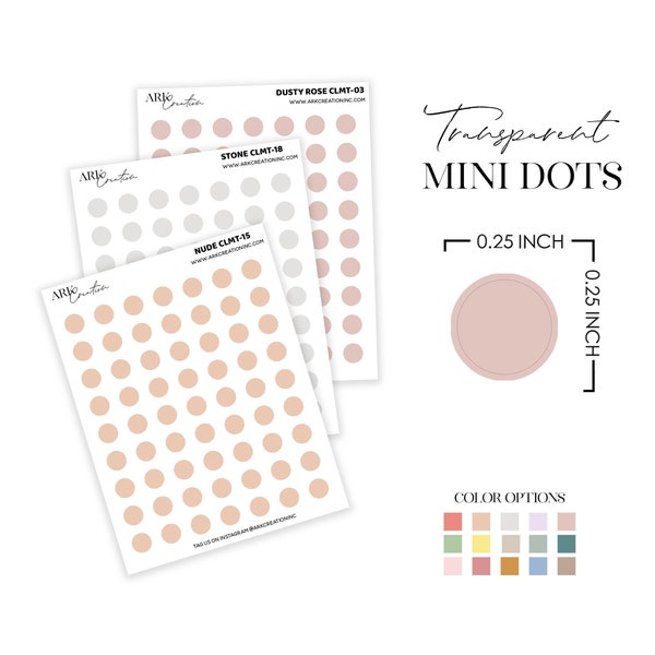 Colorful Planner Dots TRANSPARENT MINI Droplet Planner Stickers | Mini Shapes Stickers | Functional Planner Stickers | Bullet Journal
