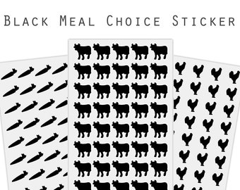50 Black Meal Stickers - wedding Choice Stickers - Set of 50 Stickers - Place Card Stickers - Meal Indicator Stickers - Escort Card Stickers