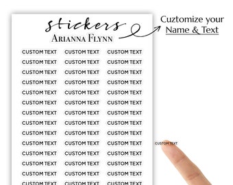 48 Custom Text Stickers | Stickers for Planner and Journal | Choose your Own Text | journal sticker