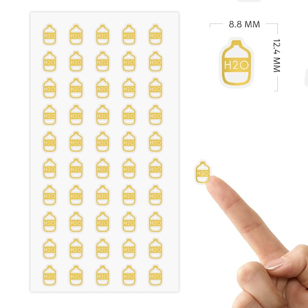 50 autocollants de suivi de l'eau | Autocollants hydratants | Autocollants à puces | Lot de 50 | Boire des autocollants | Autocollant bouteille d'eau | Autocollants H2O