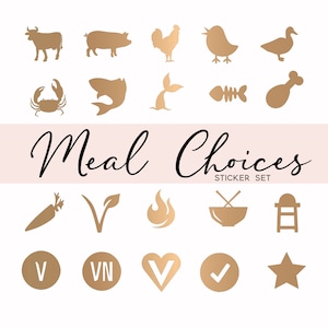 20 Wedding Meal Stickers - Meal Choice Stickers - Set of 20 - Menu Stickers - Escort Cards - Wedding Meal Indicator Stickers