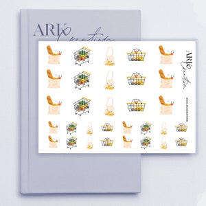 ARK Line | Grocery Shopping Cart sticker | Happy Planner stickers| Hobonichi | Functional Icon Doodle Planner Sticker