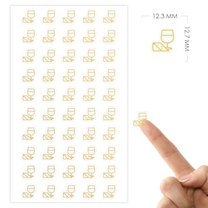 50 Icono de degustación de vino y queso / Pegatinas del planificador / Lámina de oro / Noche de vino / Celebración / Pegatina de juego de fiesta / Set de 50 / etiqueta de vino