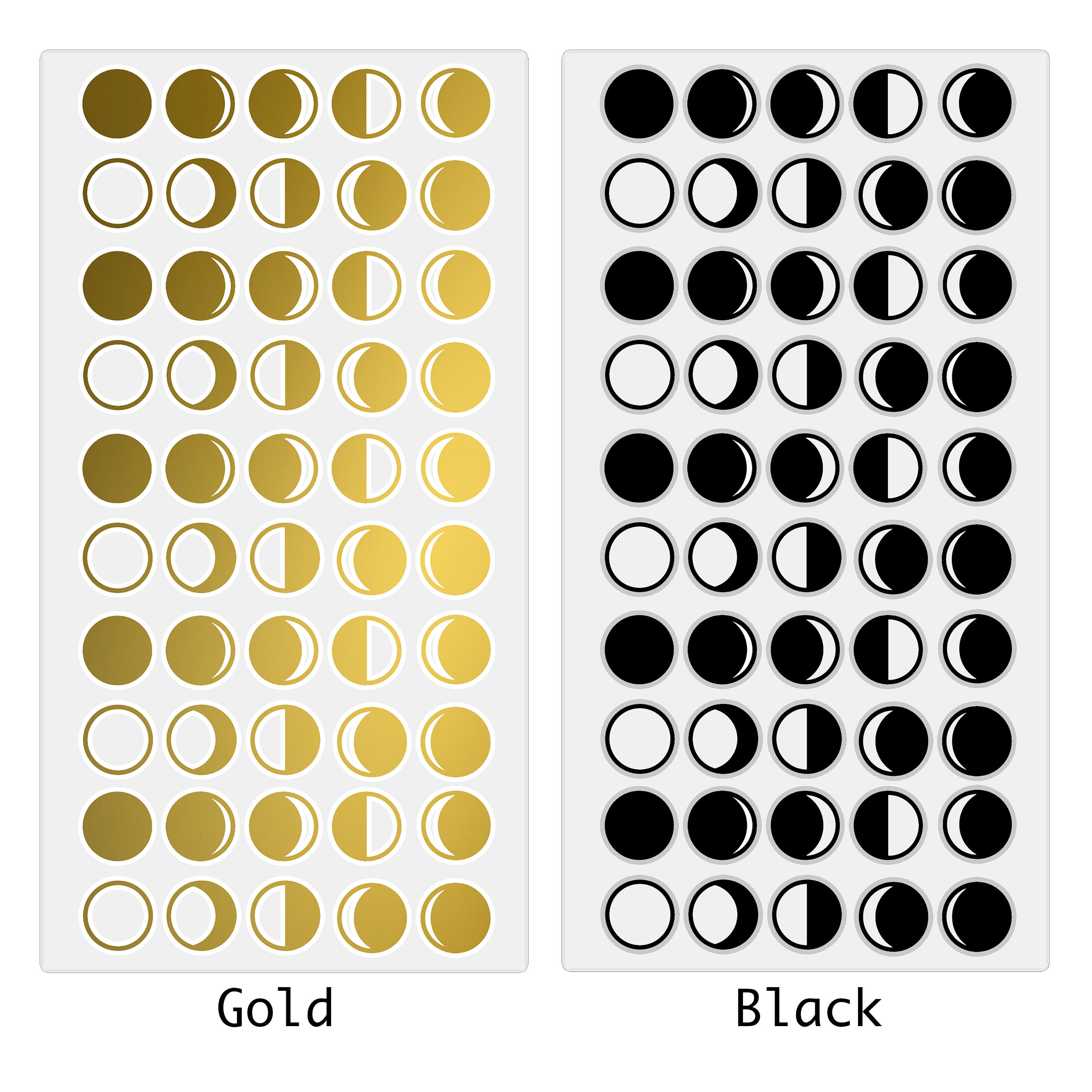 50 Moon Phase Icon Planner Stickers | Clear Moon Phases Planner ...