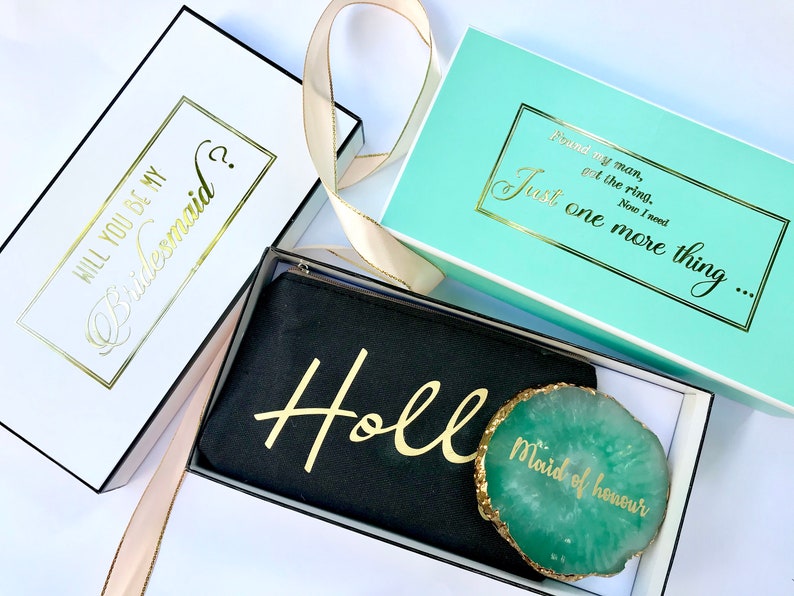 Bridesmaid Proposal Box Gold Color Plated Text Gift Box