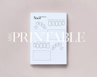 Nail art book, digital template, nail salon form, nail design idea, nail invoice printable letter size