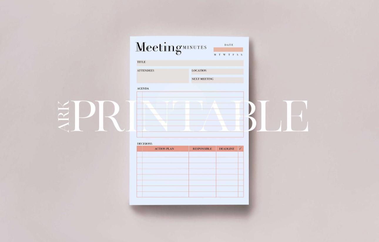 Meeting Organiser Notes Planner , Work Planner , Meeting Agenda, Meeting Notes Template, Meeting Minutes, Meeting Planner, Work Planner