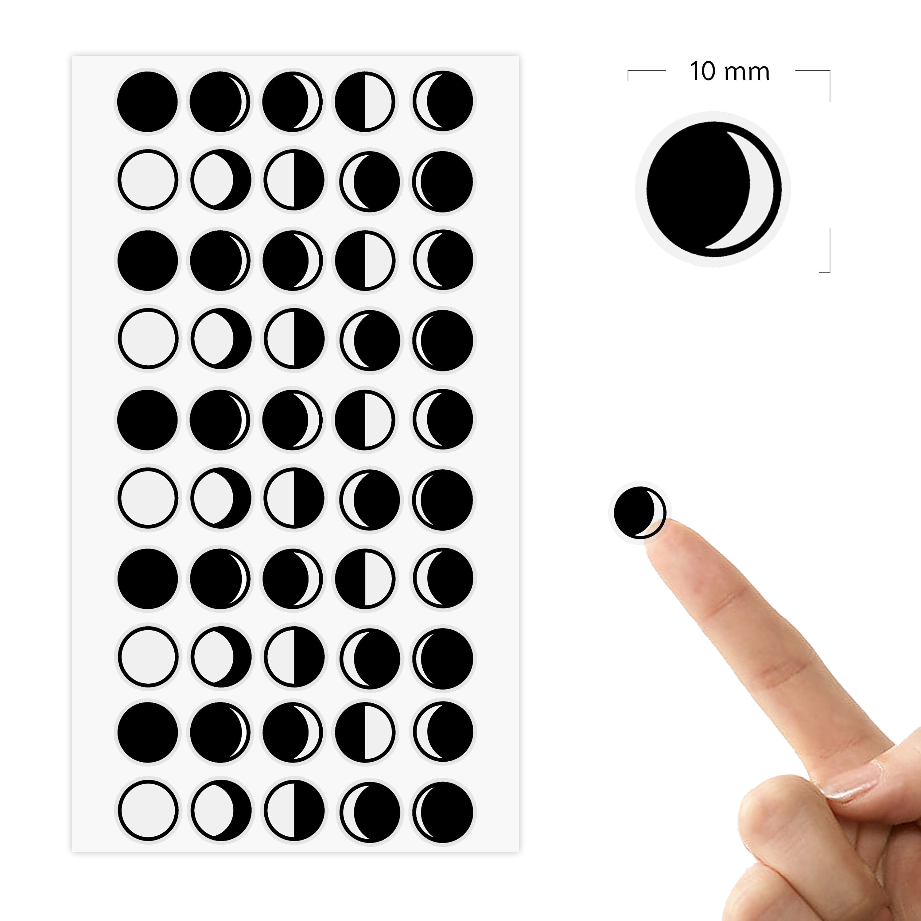 50 Moon Phase Icon Planner Stickers | Clear Moon Phases Planner ...