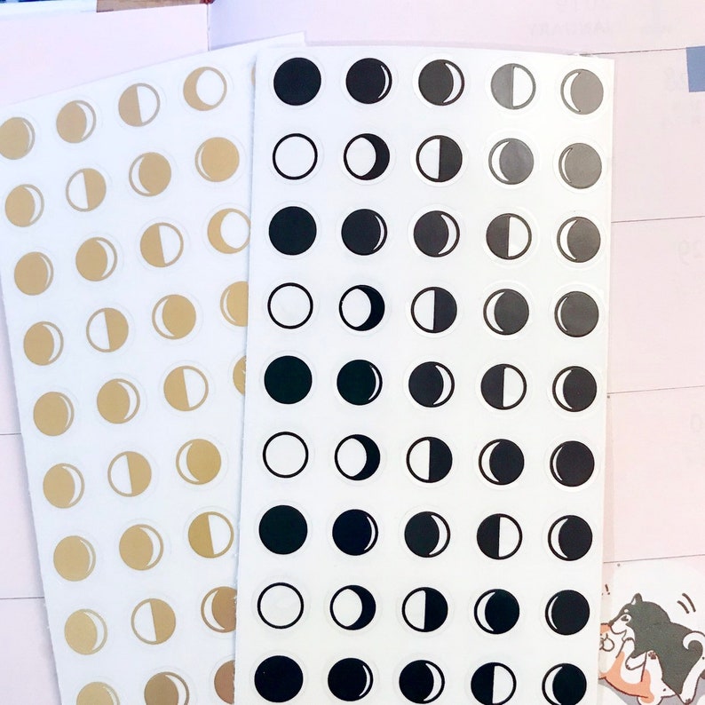 50 Moon Phase Icon Planner Stickers | Clear Moon Phases Planner ...
