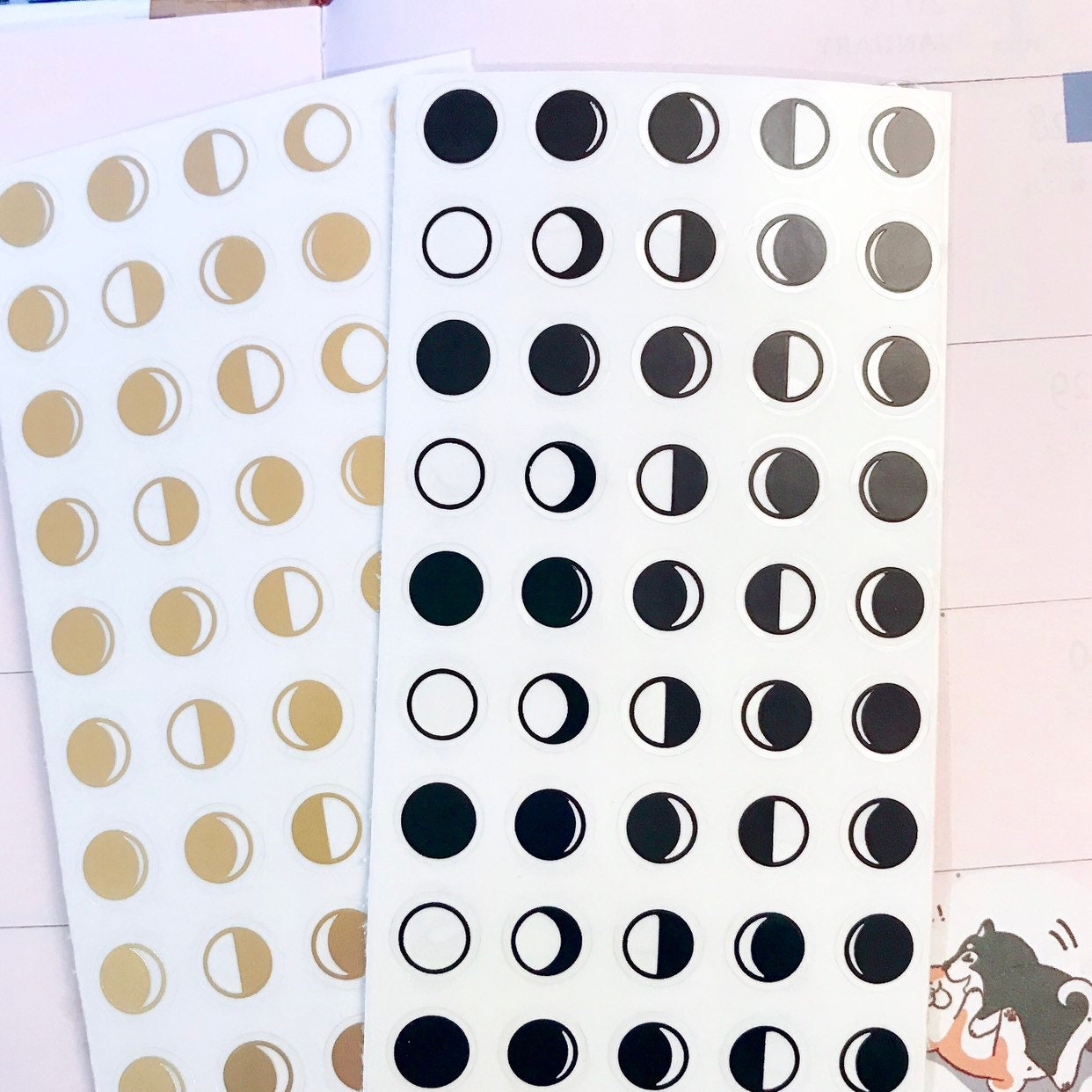 50 Moon Phase Icon Planner Stickers | Clear Moon Phases Planner ...