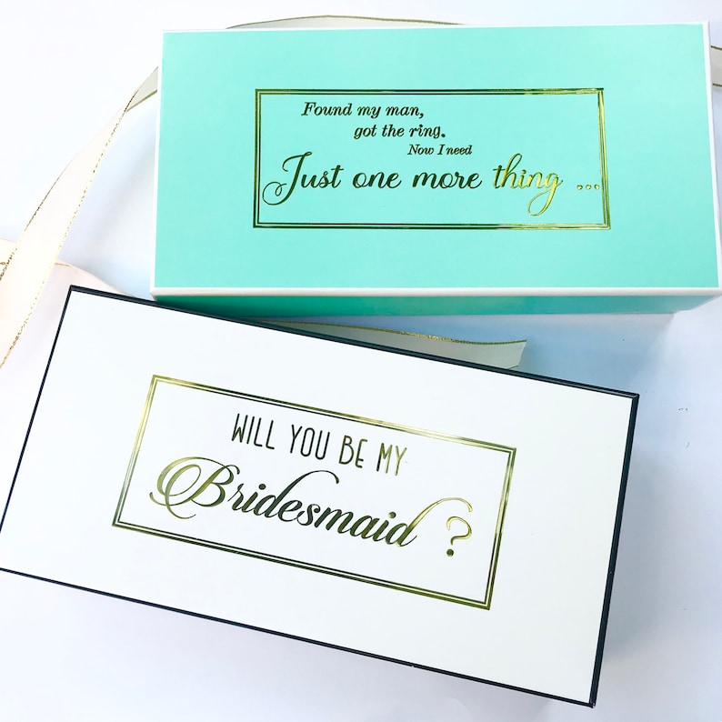 Bridesmaid Proposal Box Gold Color Plated Text Gift Box