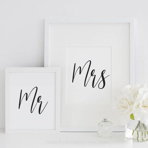 Mr and Mrs Print, Wedding Gift, Anniversary Gift, Bedroom Decor, His and Her Print, Bedroom Wall Art, Engagement Gift, Gift For Couple image 1