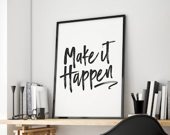 Haz que suceda, no te rindas, nunca te rindas, motivación de fitness, decoración de dormitorio, impresión de dormitorio, accesorios de escritorio, cita motivacional, arte imprimible