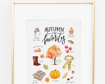 Autumn Favorites, Fall Favorites, Fall Essentials, Hello Fall, Autumn Essentials, Pumpkin Spice Print, Fall Print, Autumn Print, Fall Decor