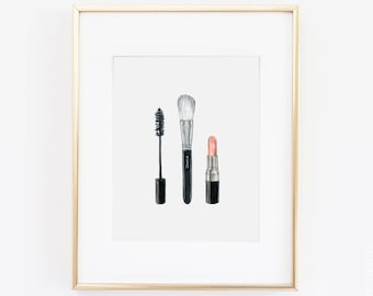 Cepillos de maquillaje, impresión de pincel de maquillaje, impresión de maquillaje, impresión de moda, arte de maquillaje, maquillaje de moda imprimible, impresiones de baño, impresiones de vanidad, arte