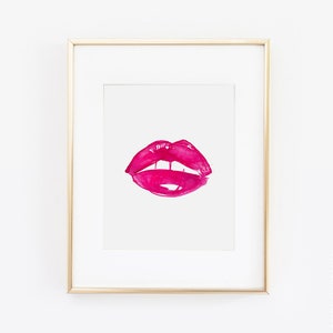 Pink Lips Print, Lipstick Print, Fashion Art, Makeup Print, Fashion Print, Fashion Wall Art, Print Fashion Poster, Makeup Art, Lip Gloss Art