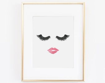 Eyelash Print, Lips and Lashes Print, Makeup Printable, Fashion Print, Lips Print, Mascara Print, Lipstick Print, Makeup Print, Lashes Print
