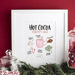 Hot Cocoa Essentials Print, Hot Cocoa Bar Printable, Bar Cart Art, Hot Chocolate Printable, Christmas Essentials, Christmas Decor, Wall Art