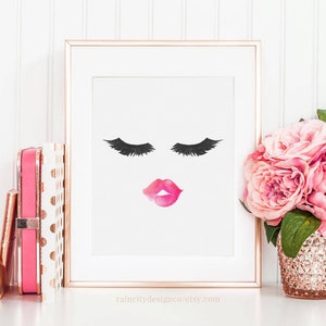 Eyelash Print, Lips and Lashes Print, Makeup Printable, Fashion Print ...