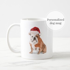 Dog Mug, Dog With Santa Hat, Ceramic Mug with Dog Wearing Santa Hat, Christmas Pug, Dog Lovers, Dog Mom Gift, Christmas Mug, Christmas Gift