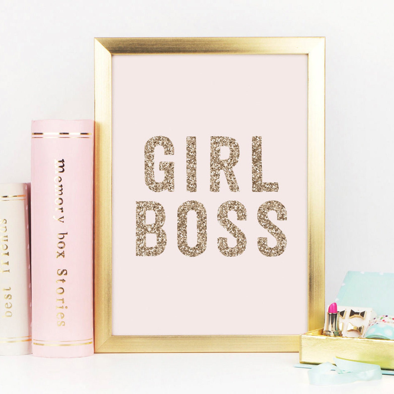 Girl Boss Gold Decor Gold Glitter Girl Boss Print Boss Etsy