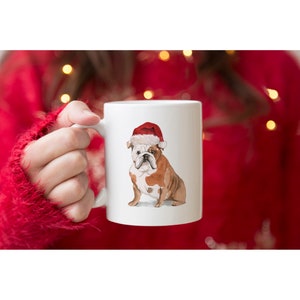 Dog Mug, Dog With Santa Hat, Ceramic Mug with Dog Wearing Santa Hat, Christmas Pug, Dog Lovers, Dog Mom Gift, Christmas Mug, Christmas Gift bild 2