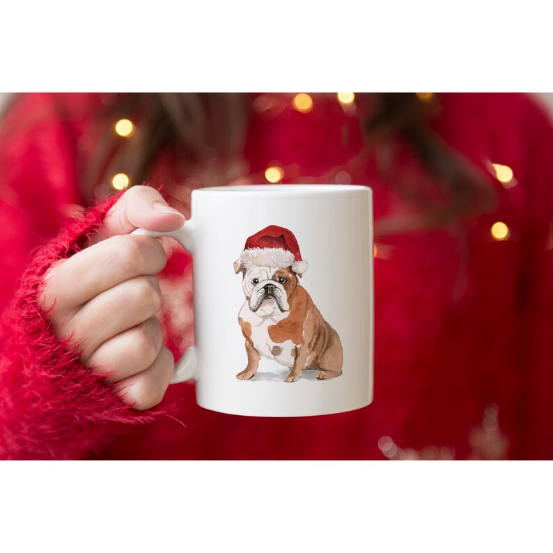 Dog Mug, Dog With Santa Hat, Ceramic Mug with Dog Wearing Santa Hat, Christmas Pug, Dog Lovers, Dog Mom Gift, Christmas Mug, Christmas Gift bild 2