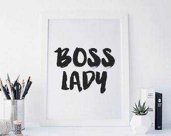 Boss Lady Print, Girl Boss Wall Art, Girl Boss Print, Office Decor, Desk Accessories, Boss Gift, Boss Babe, Inspirational Quote, Printable