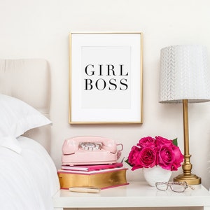 Girl Boss, Girl Boss Print, Office Decor, Desk Accessories, Office Wall Art, Boss Lady, Inspirational Quotes, Gift For Her, Printable Art