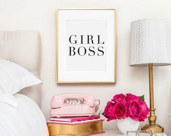 Tjejboss, Tjejboss-tryck, Kontorsdekor, Skrivbordstillbehör, Kontorsväggkonst, Boss Lady, Inspirerande citat, Present till henne, Utskrivbar konst