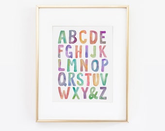 Alphabet Print, ABC Print, ABC's Wall Art, Alphabet Letters, Nursery Decor, Kids Room Decor, Alphabet kids art, Childrens Art, Printable Art