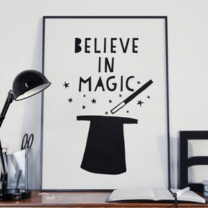 Believe In Magic Art Print, Play Room Decor, Inspirational Quotes, Nursery Print, Play Room Art, Scandinavian Print, Nursery Printable Art