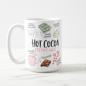 Hot Cocoa Essentials Mug, Hot Cocoa Mug, Bar Cart Mug, Hot Cocoa Bar Mugs, Hot Chocolate Mug, Hot Chocolate Bar, Mug Gift, Christmas Mug
