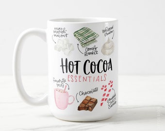 Hot Cocoa Essentials Mug, Hot Cocoa Mug, Bar Cart Mug, Hot Cocoa Bar Mugs, Hot Chocolate Mug, Hot Chocolate Bar, Mug Gift, Christmas Mug