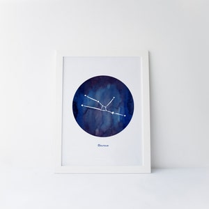 Taurus Sun Sign, Zodiac Sign, Zodiac Constellations Watercolor, Horoscope, Astrology Art, Astrological Sign, Sun Sign Gift, Printable